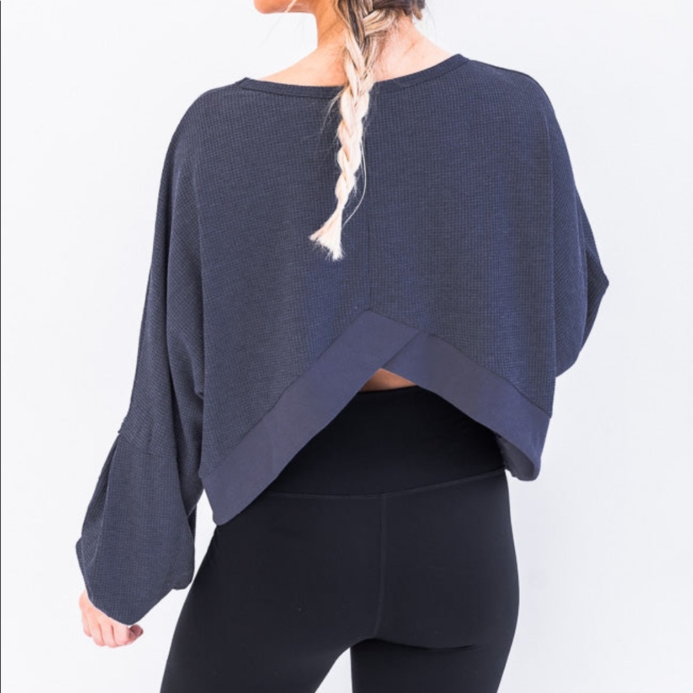 Lovely Spirit Navy Thermal Blouse by Pink Lily